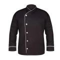 Professional Black Chef Coat with White piping. 