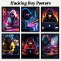 Haking Boy A4 Sized Posters Programming hacking Glassed Wall Posters PVC Framed Wall Decors. 