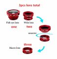 Mobile Phone Camera Lens Fish Eye Macro Wide Angle Universal 3 In 1 Smartphone Lens Cover. 