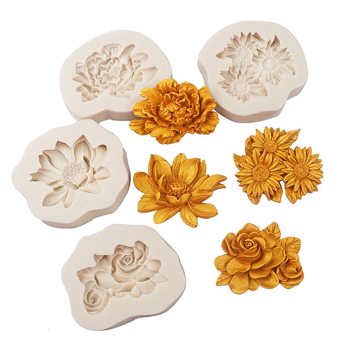 1Pc Peony Sunflower Lotus Silicone Molds Chinese Rose Flower Mould DIY Chocolate Candy Cake Fondant Mold Dessert Decoration Mzea