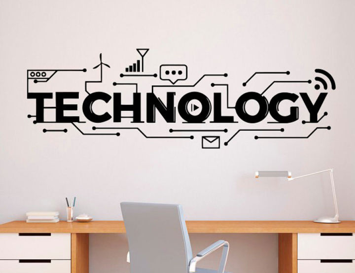 【Folio & Light】Technology Lettering Wall Decal Vinyl Sticker Science Education School Art Design Classroom Interior Wall Decoration Diy 3r06