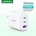 UGREEN 65W USB C Charger 3 Ports Charger PD PPS Fast Charger Power Adapter for MacBook Pro/Air, Galaxy S22/S21, Dell XPS 13, iPhone 14 13/13 Pro Max, iPad Pro, Pixel. 