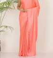 PLAIN VALENTINA SATIN SAREE WITH PLAIN BLOUSE PIECE. 
