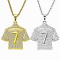 HNSP Cristiano Ronaldo CR 7 Jersey Full Zircon Pendant Chain Necklace For Men Boy Soccer Fans Hip Hop Jewelry Accessories. 