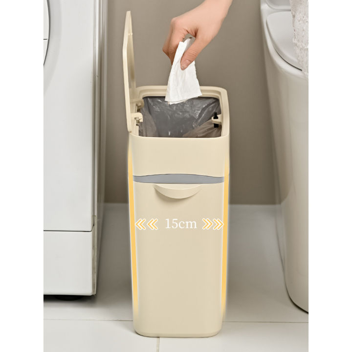12l%20Narrow%20Trash%20Can%20With%20Toilet%20Brush%20Wastebasket%20For%20Kitchen%20Bathroom%20Bedroom%20Double%20Waste%20Basket%20Bin%20-%20Image%202