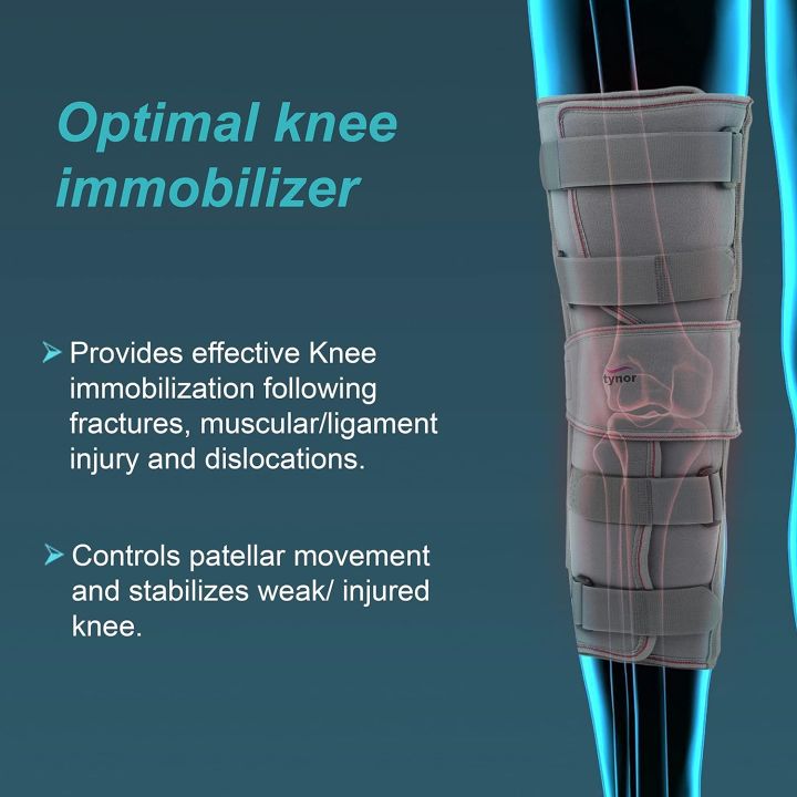 TYNOR Knee Immobiliser 19"/48cm, Grey, Large, 1 Unit FROM INDIA (ABR)