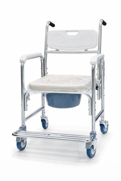 Commode Chair with wheel | 2-in-1 | Commode Chair and Shower Chair ...