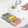 Double grid soap box bathroom drain Nordic storage creative new plastic travel handmade soap holder.. 