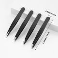 Hair Removal Tweezers Stainless Steel Eyebrow Tweezers Pink Slanted Black Tip Point Face Harmless Makeup Beauty Tool Black. 