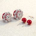 【ZOSR】S925 Stamp  Woman Fashion Jewelry High Quality Simple Cubic Zirconia Red Round Crown Earrings. 