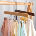 Multifunctional Wood Hanger  8 Hooks Underwear Scarf Sling Tie Storage Rack  Household Dormitory Clothes Drying Hangers  Wardrobe Organizer Accessories. 