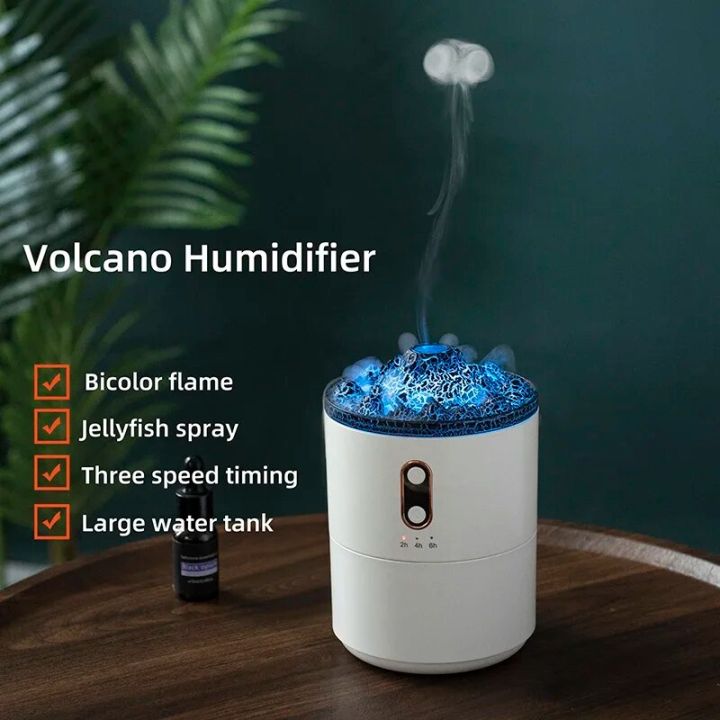 Volcano Fire Flame Air Humidifier Aroma Diffuser Essential Oils Diffuser Jellyfish Electric Aromatic Oasis for Home Bedroom