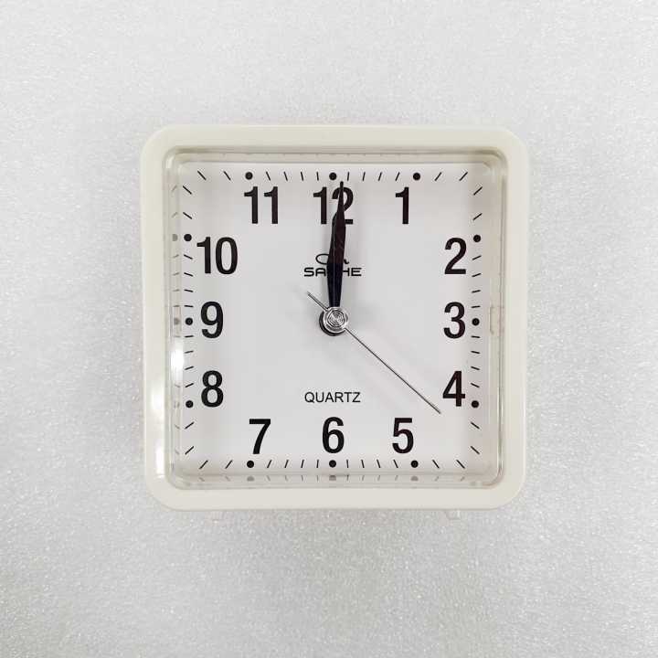 Alarm Clock Square and Round Small Bed Compact Travel Clocks Desk Bedside Desk Table Home Quartz Beep Cute Portable