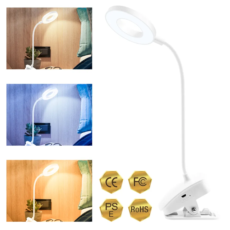 Clip LED Desk Lamp Color Modes Flexible Portable CRI 80+ Eye