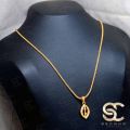Gold Plated Guaranteed 1.5MM New Trend Stylish Diamond Chain 18/24 Inch Beautiful Design With eye Design Fixed Stone Pendant. 