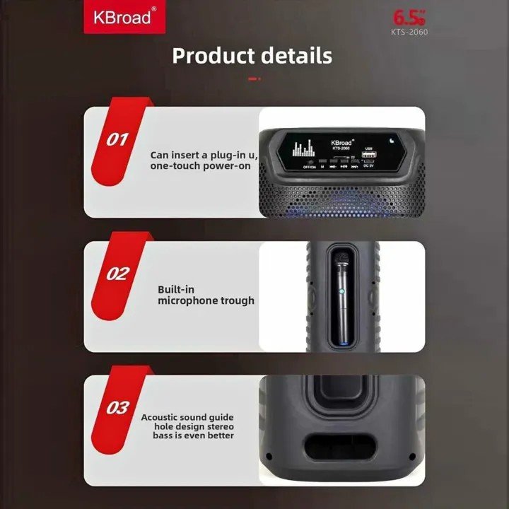 KTS-2060%206.5"%20x%202%20Portable%20Wireless%20Bluetooth%20Speaker%20with%20Led%20Light%20RGB%20Support%20Mic,%20FM,%20AUX,%20USB,%20SD%20Card%20Karaoke%20Speaker%20Partybox%20with%20Wireless%20Mic%20Buffel%20Subwoofer%20with%20FM%20Mic%20Music%20Player%20Party%20Box%20%20KTS%20Speaker%20KTS%202060%20-%20Image%207