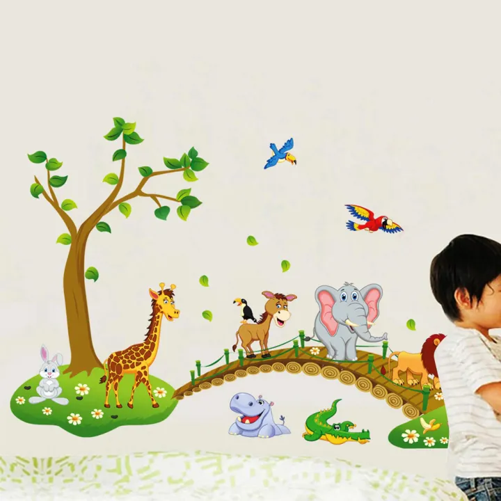 Cartoon%20Elephant%20Giraffe%20Animals%20Theme%20Wall%20Art%20Decal%20Sticker%20Decoration%20for%20Living%20Room%20Nursery%20Baby%20Girl%20Boy%20Kid%20Children's%20Room%20Bedroom%20Decoration%20-%20Image%207