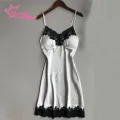 Muses Mall Women Padded V-Neck Lace Strappy Underwear Nightdress Home Sleepwear. 