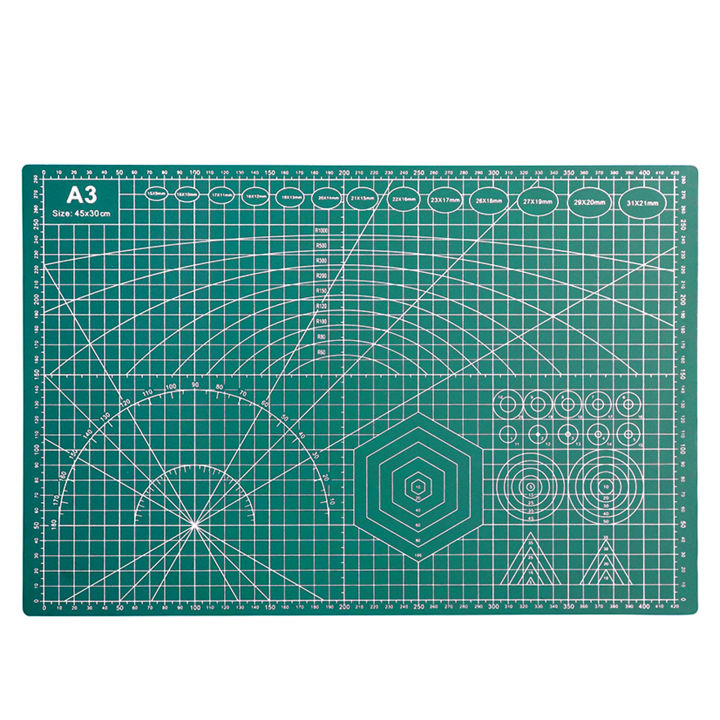 A3 Self Healing Cutting Mat Double-sided Non-slip PVC Cutting Board with Grid Lines Angles Design 3mm Thickness for Scrapbooking Art & Craft Projects