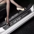 4PCS PERODUA Car styling Door Carbon Fiber Sill Scuff Plate Décor Sticker with Courtesy Car Logo. 