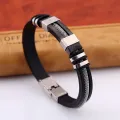 Fashion Men's Titanium Steel Soft Silicone Wristband Bangle Clasp Cuff Bracelet. 