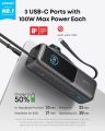 Anker 165W Laptop Power Bank, 25000mAh Portable Charger with Triple 100W USB-C Ports, Built-in Retractable Cables, Flight-Approved for Travel, iPhone 16/15 Series, MacBook, Samsung, and More. 