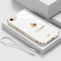 COROGI for iPhone 8 / iPhone 7 Back Cover Luxury 6D Plating Soft Silicone Glossy Case Camera Lens Protection Square Frame Shockproof Mobile Phone Cases with Lanyard. 