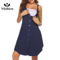 Yfashion Women's Sleeveless Maternity Dress Nursing Breastfeeding Solid Color Dresses Breathable Loose Casual Dress. 