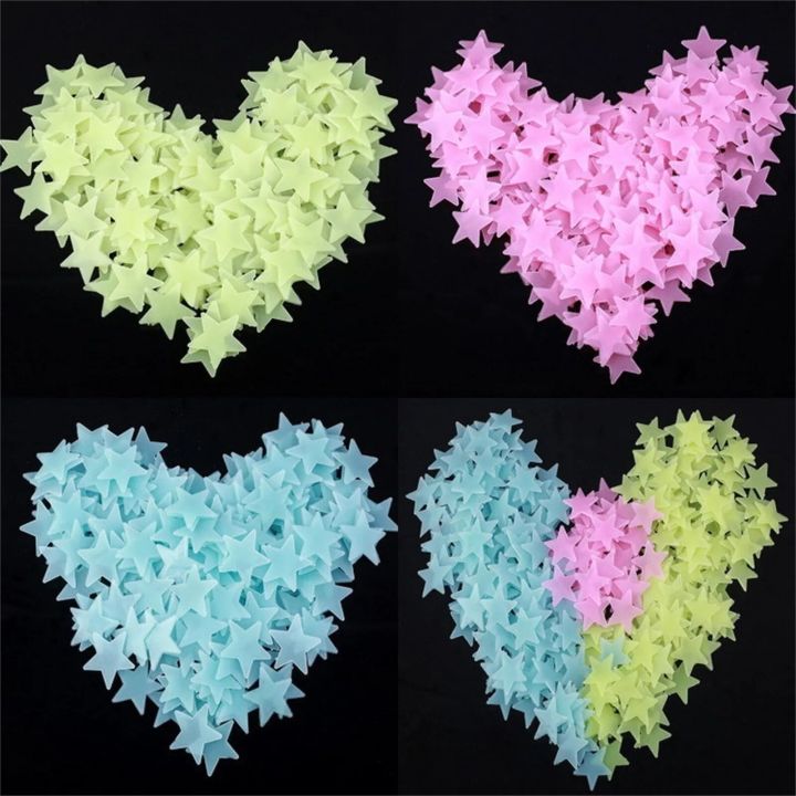 50Pc Glow in The Dark 3D Stars Wall Stickers Luminous Fluorescent Plastic Wall Stickers Murals Decals for Art Bedroom Room Decor