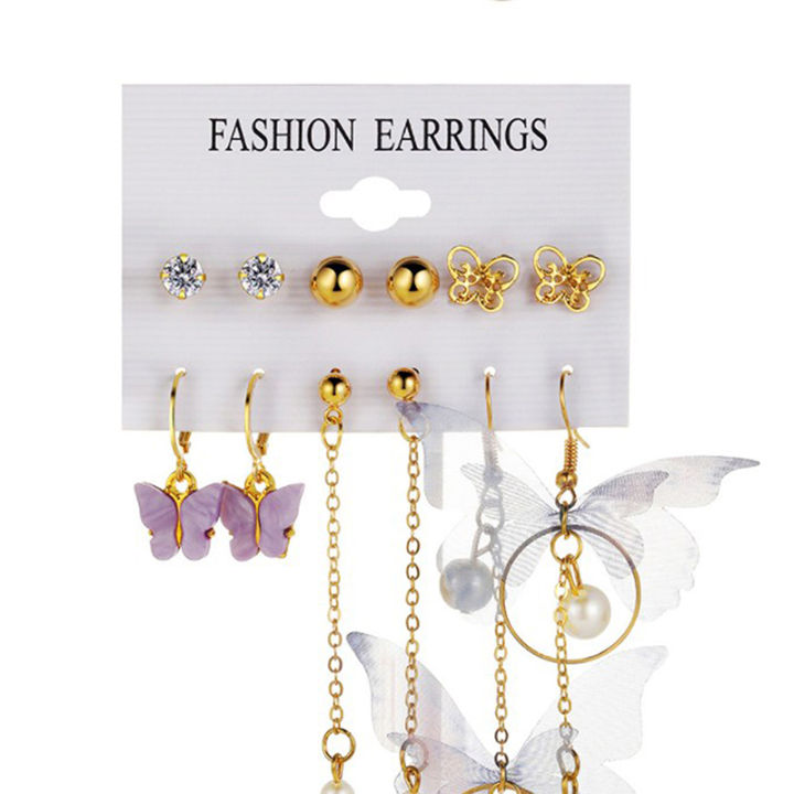 6%20Pairs%20Korean%20Charm%20Gold%20Butterfly%20Stud%20Earrings%20Set%20For%20Women%20Girls%20Fashion%20Nicle%20-%20Image%203