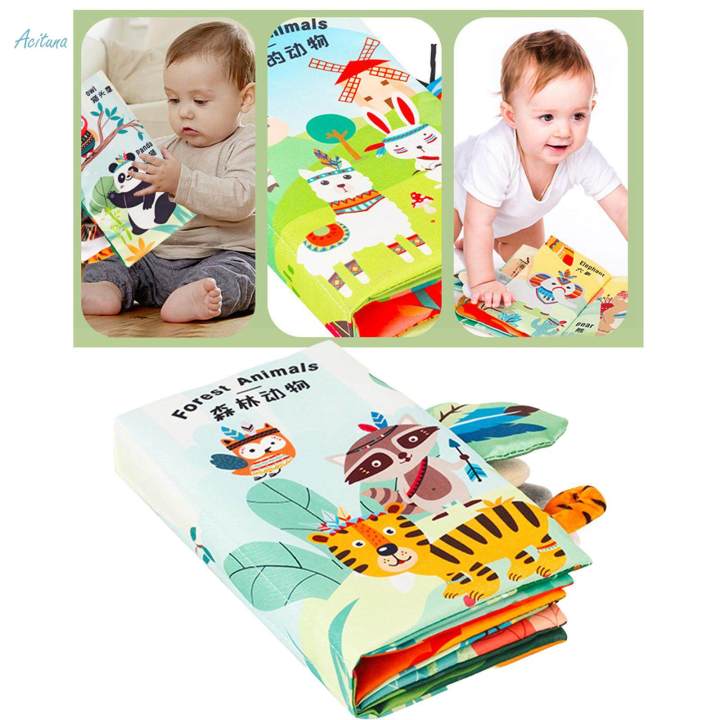 Baby Crinkle Book Development Books Soft Carseat Toy Interactive Infant touch Cloth Book Hand Puppet Fabric Books for Birthday Activity