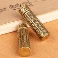 Brass Cylinder Pendant Keychain Hanging Jewelry Pill Box Medicine Container. 