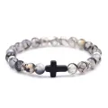 Yfashion Unisex Fashion Elegant Cross Beaded Bracelet ple Elasticity Hand Chain. 