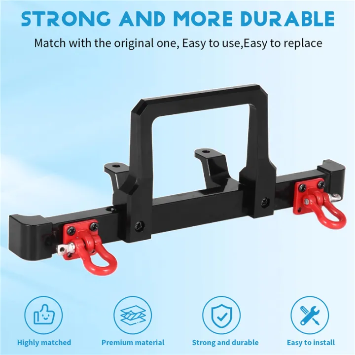 Metal%20Front%20Bumper%20with%20Tow%20Hook%20for%20MN%20D90%20D91%20D96%20MN-90%20,Black%20-%20Image%204