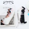 2018 NEW Kawaii Novelty Simulation Cartoon 3D Cat Pencil Case Soft Cloth School Stationery Pen Bag Gift For Girl Boy Student. 