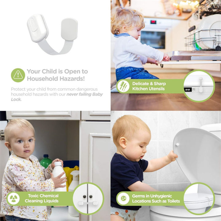 Cabinet Locks Strap Baby Lock (1-pack) Child Safety Cabinet Proofing - Safe Quick And Easy Adhesive Cabinet Drawer Door Latches Runrui