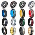 Stainless Steel Ring Gold Black Silver Blue Green Color CZ Brushed Men's Engagement Wedding Band TOP Jewelry Wholesale. 