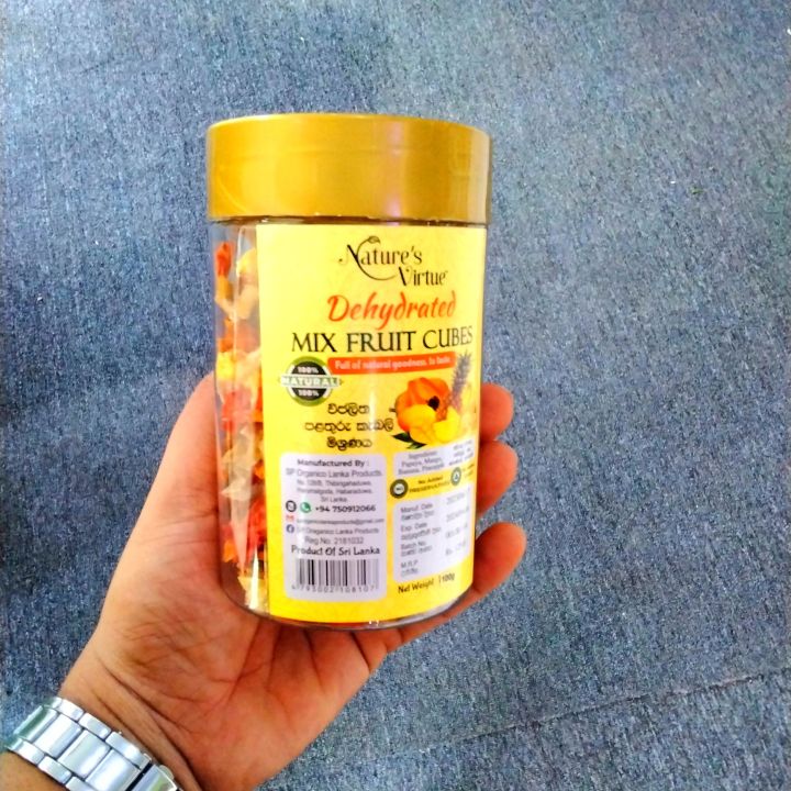 Dehydrated Mix fruit cubes 100g bottle