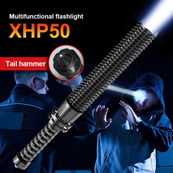 XHP50 T6 Q5 Telescopic Flashlight Self Defense Powerful LED Tactical Baseball Bat Flashlight Rechargeable Lantern