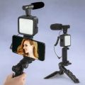 AY-49 Vid Making Vlog Kit–Tripod, Mic and Light for Live Broadcast|YouTube|TikTok|Online Meeting. 