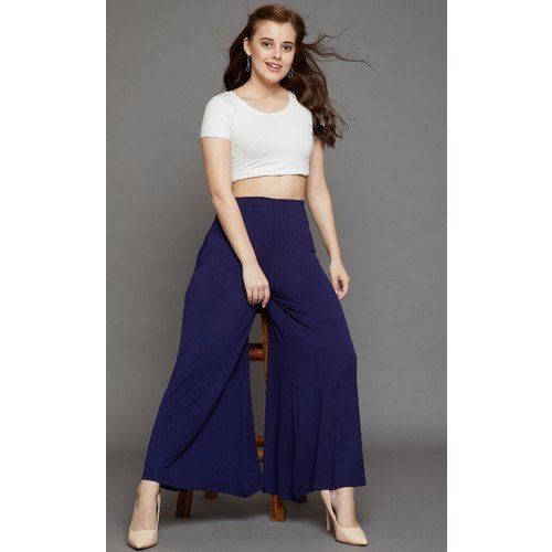 Plain Viscose Plazo - Navy Blue