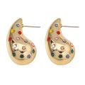 Stud Earrings Set Chubby Shape Colorful Water Drop Earrings Plated Classic Design Water Drop Earrings for For Women For Girls Bridal Wear Fashion Accessory Gift Item. 