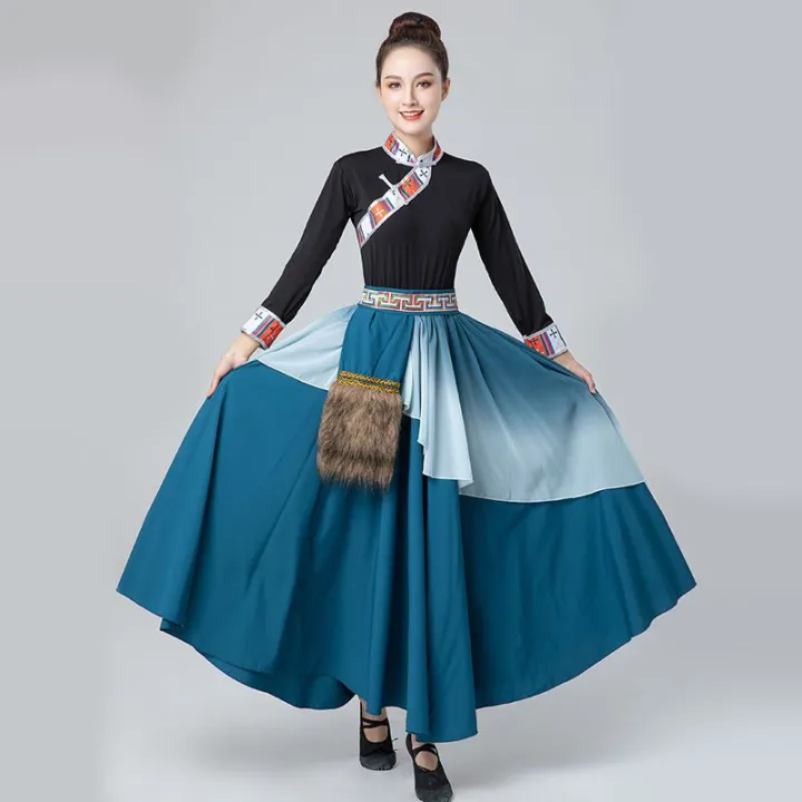 2023New%20Tibetan%20Dance%20Costume%20Men%20and%20Women%20Tibetan%20Long%20White%20Silk%20Sleeves%20Performance%20Costumes%20Mongolian%20Ethnic%20Performance%20Wear%20-%20Image%204