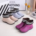 Short Fashion Non-Slip Rain Boots Rain Boots Women's Boots Kitchen Rain Boots Women's Waterproof Shoes Warm Cotton Winter Water Shoes. 