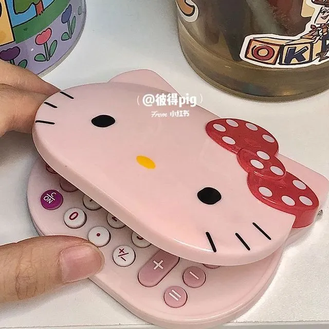 NEW%20Cartoon%20Sanrio%20Hello%20Kitty%20Kawaii%20Calculator%20Girly%20Portable%20Flip%20Mirror%20Small%20Mini%20Makeup%20Mirror%20Ins%20High%20Appearance%20Level%20Cute%20-%20Image%207