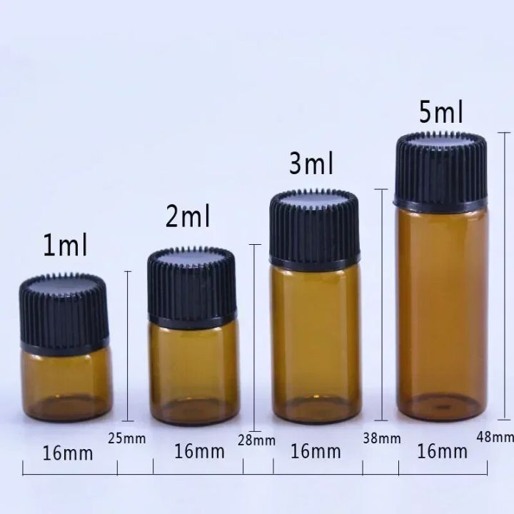 100pcs%201ml/2ml/3ml/5ml%20Empty%20Amber%20Glass%20Essential%20Oil%20Bottle%20Thin%20Glass%20Small%20Amber%20Dram%20Perfume%20Oil%20Vials%20Sample%20Test%20Bottle%20-%20Image%202