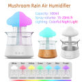 300ml Mushroom Rain Air Humidifier Colorful Night Light Unique Fashionable Humidifier Diffuser Moisturize Skin Relieve Fatigues. 