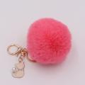 Cute Pompom Cat Key Chain Fluffy Fur Key Ring Bag Car Trinket Female Party Gift. 