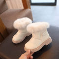 Children's Snow Boots for Boys Girls Winter New British Style Warm Chelsea Boots Short Boots Fluffy Plush Soft-soled Snow Boots. 