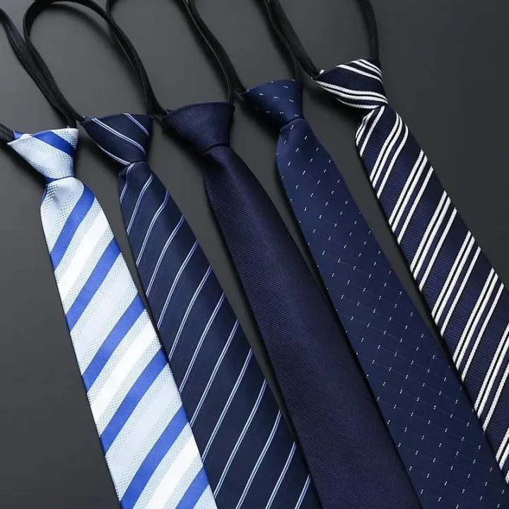 Men's%20Business%20Dress%20Zipper%20Neck%20Tie%20Elegant%20Gentleman%20Shirt%20Tie%20Groom%20Wedding%20Blue%20Stripe%20Black%20Lazy%20Ties%20Clothing%20Accessories%20-%20Image%202